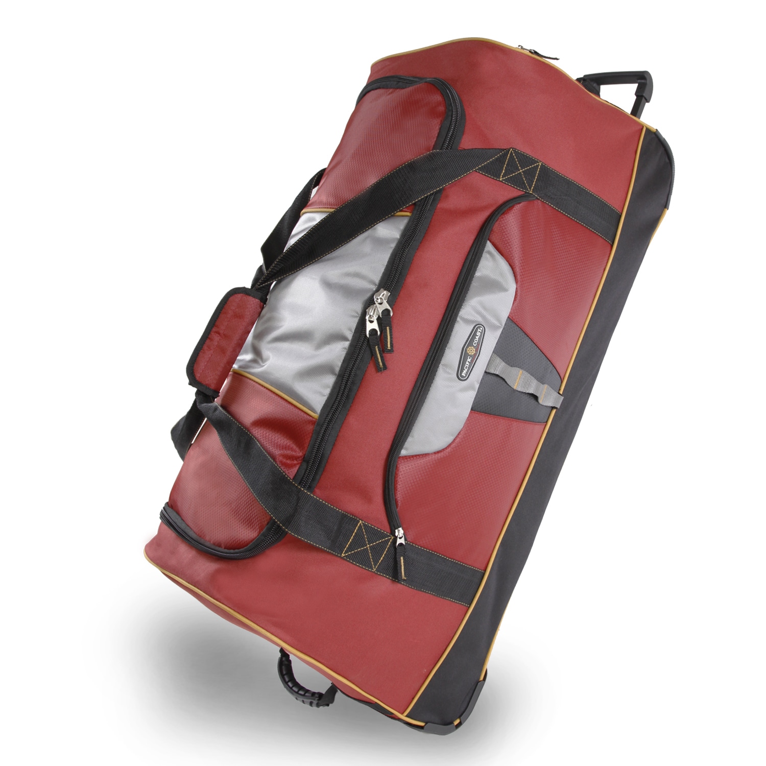 red rolling duffle bag