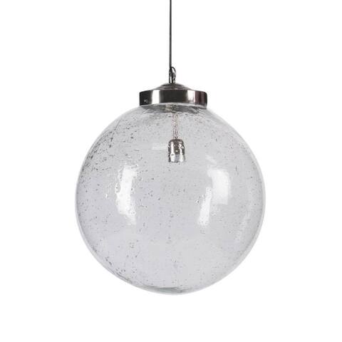 Bleeker I Silver Metal Seeded Glass Globe Pendant Light - 18.0L x 18.0W x 25.0H
