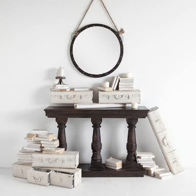 Pendula Black Metal Frame With Rope Hanger Round Mirror - 27" x 27"