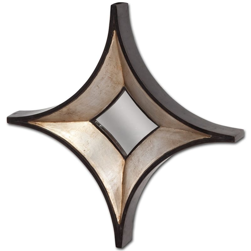 Ovallas Champagne Wood Frame Star-Shaped Mirror - 16" x 16" - 16"W x 16"H x 4"D