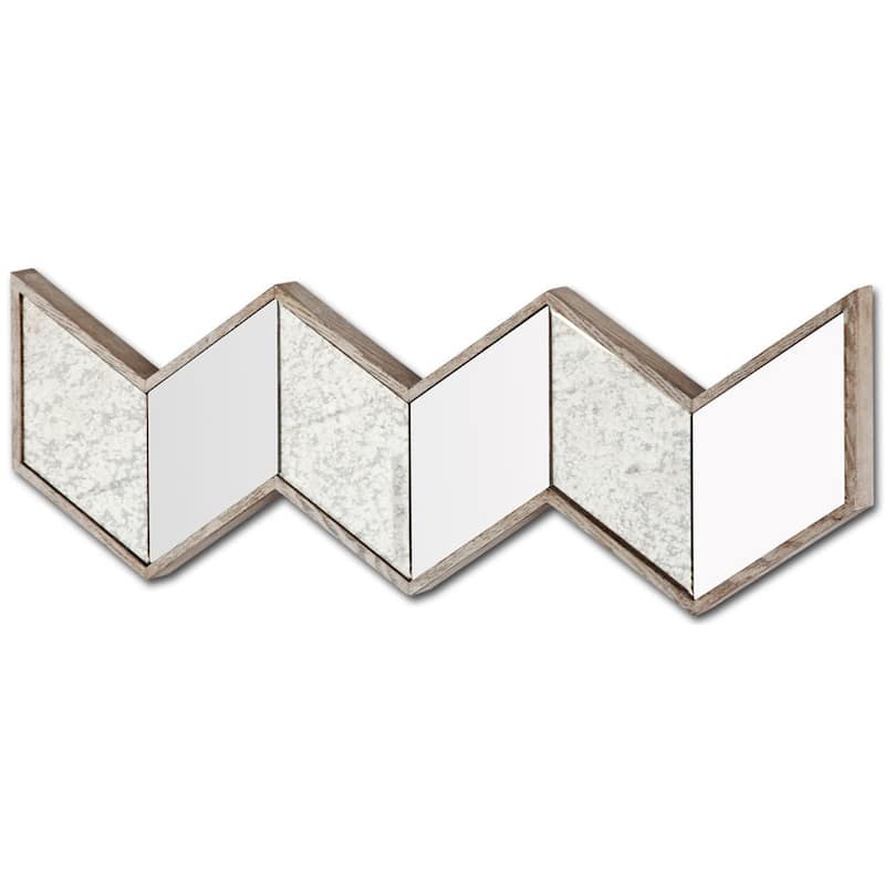 Cheveronna Grey Wood Framed Chevon Shaped Mirror - 36" x 12" - Champagne
