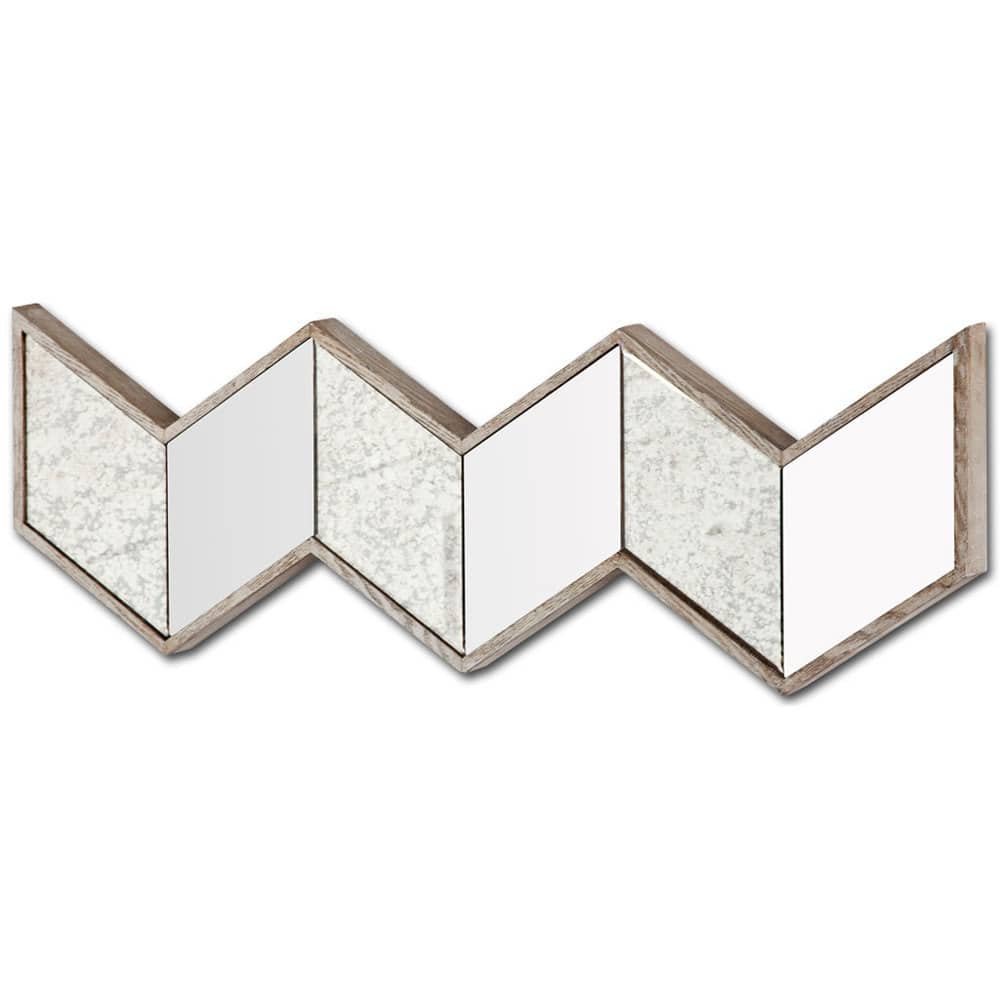 Cheveronna Grey Wood Framed Chevon Shaped Mirror - 36" x 12" - Champagne