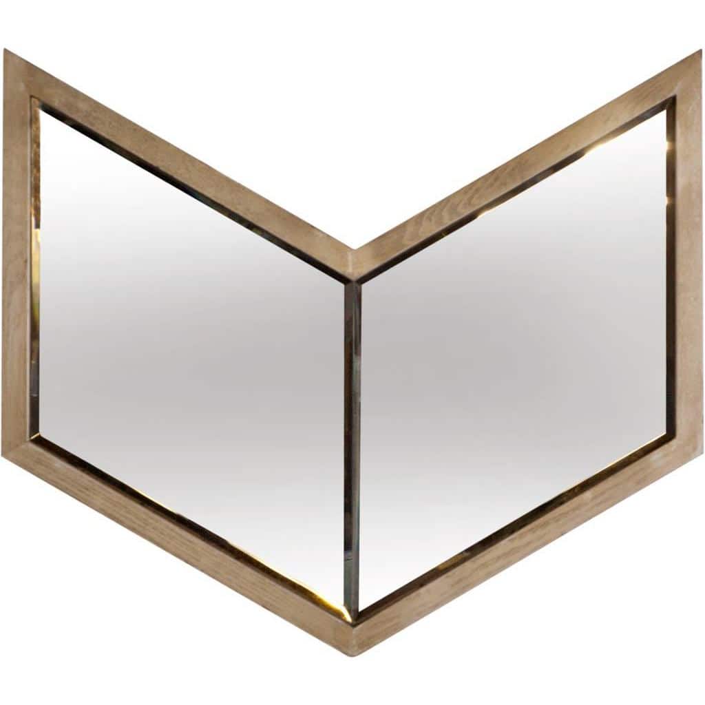Chevren Grey Wood Frame Chevron Shaped Mirror - 26" x 23"
