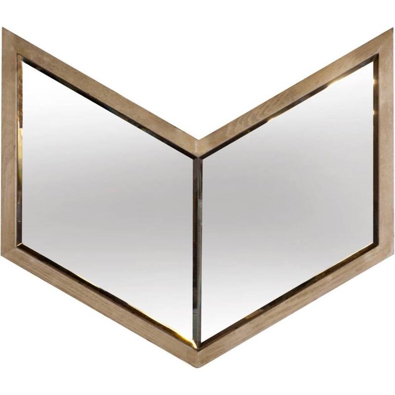 Chevren Grey Wood Frame Chevron Shaped Mirror - 26" x 23"