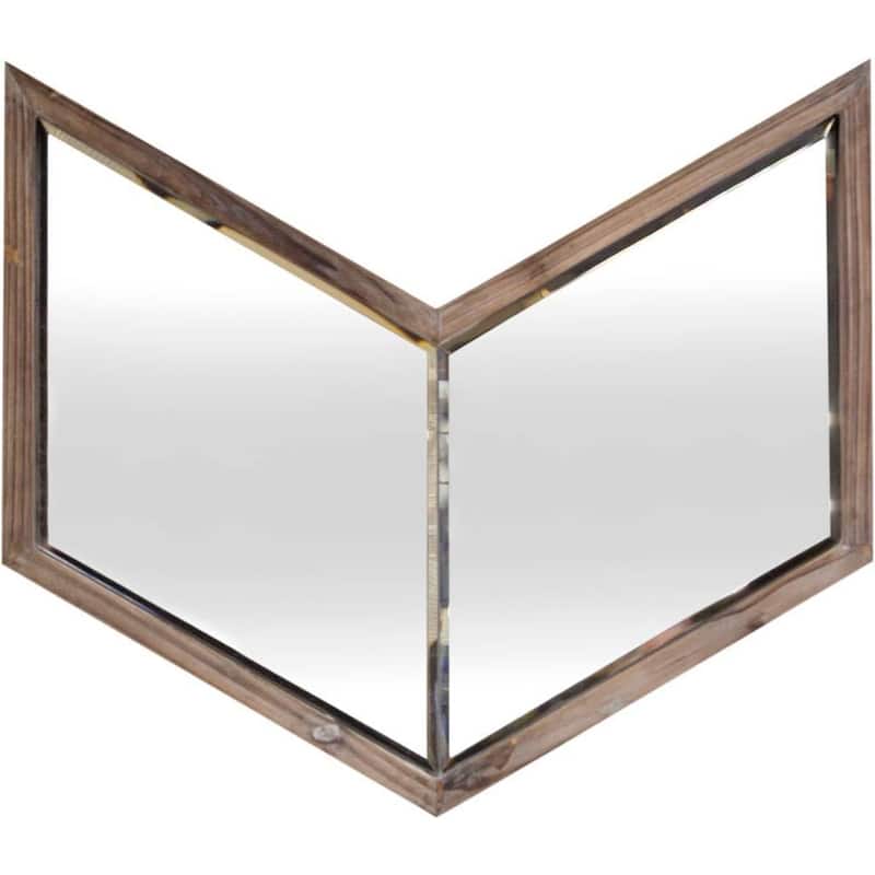 Chevren Brown Wood Frame Chevron Shaped Mirror - 26" x 23"