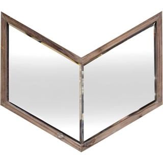 Chevren Brown Wood Frame Chevron Shaped Mirror - 26" x 23"