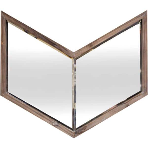 slide 2 of 5, Chevren Brown Wood Frame Chevron Shaped Mirror - 26" x 23"