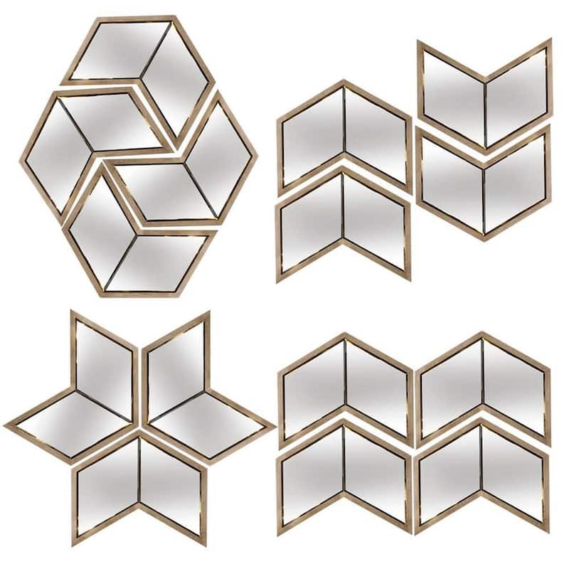 Chevren Brown Wood Frame Chevron Shaped Mirror - 26" x 23"