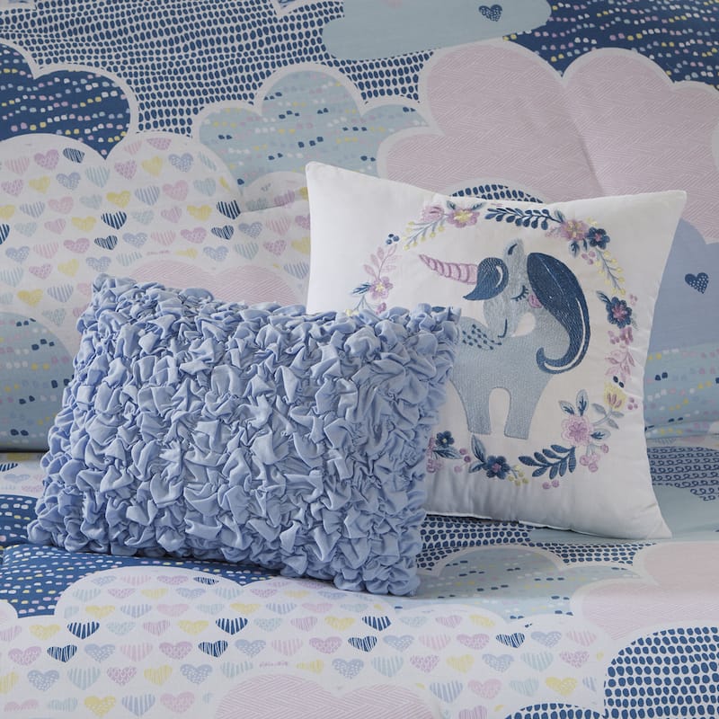 Intelligent Design Kids Bliss Blue Cotton 5-piece Duvet Cover Set
