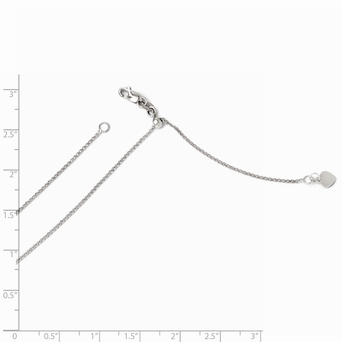 14K White Gold 1.15MM Diamond-Cut Rope Link Bracelet 6 inches