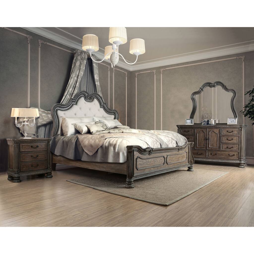 Furniture of America Brey Rustic Brown Solid Wood 4-piece Bedroom Set