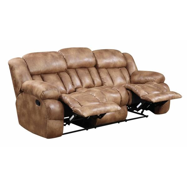 Lyke Home Brown Faux Leather Reclining Sofa Overstock 16740742