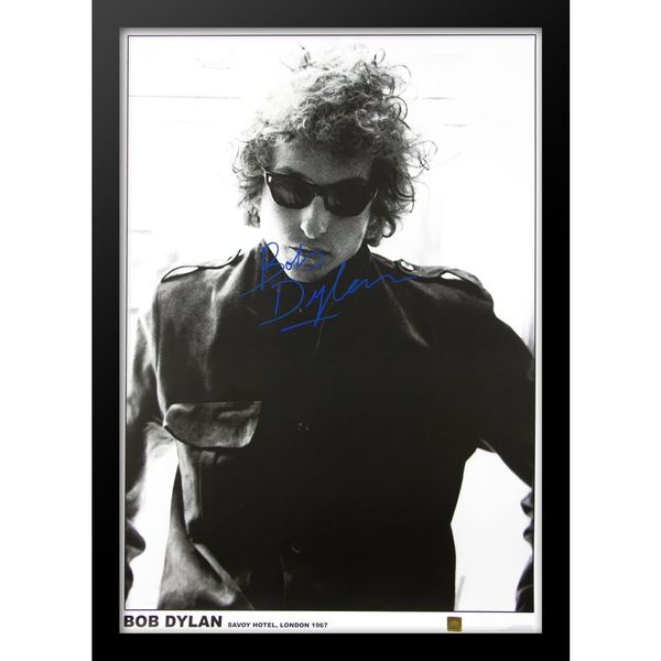 Autographed Black Wood Bob Dylan Poster
