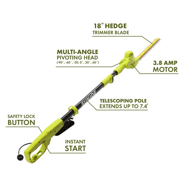 sun joe electric pole hedge trimmer