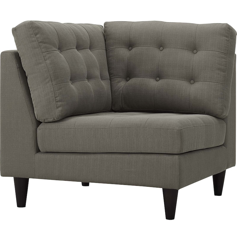 Modway Empress Upholstered Fabric Corner Sofa - Grey