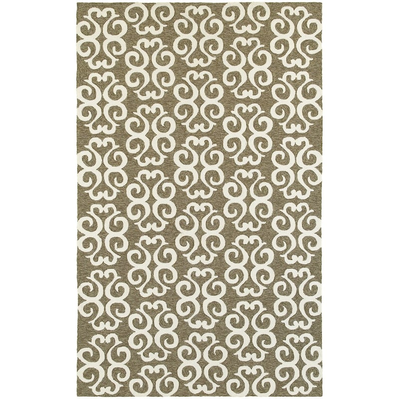 Style Haven Alexander Scrollwork Trellis Hand-hooked Indoor/Outdoor Rug