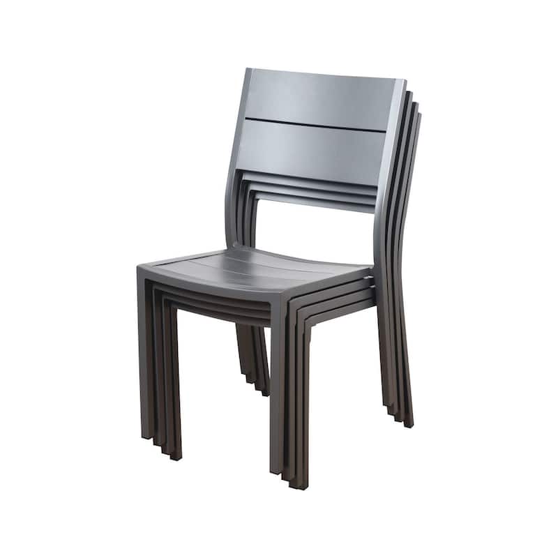 Mandalay Grey Aluminum Patio Dining Side Chairs by Havenside Home