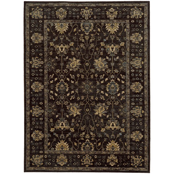 Shop Tommy Bahama Vintage Charcoal/ Blue Wool Area Rug (5'3x7'6) 5'3