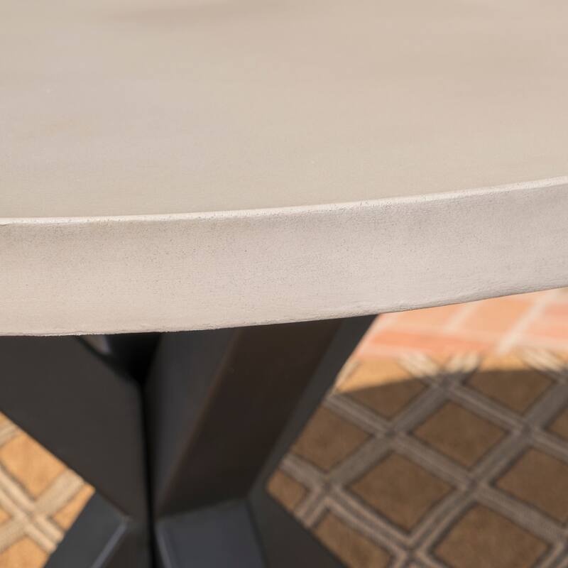 Goleta Outdoor Modern Lightweight Concrete Circular Dining Table with
