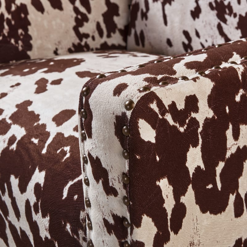 Elysabeth Cow Print Velvet Club Chair by Christopher Knight Home - 32.75"L x 29.25"W x 37.5"H