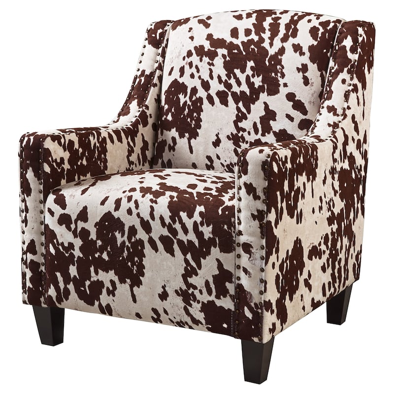 Elysabeth Cow Print Velvet Club Chair by Christopher Knight Home - 32.75"L x 29.25"W x 37.5"H