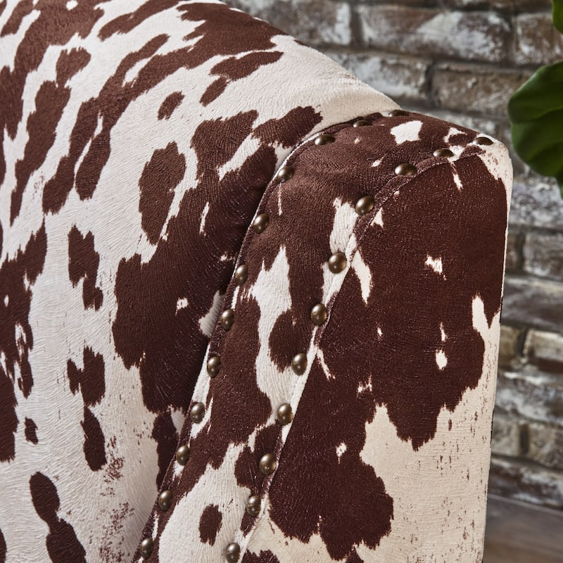 Elysabeth Cow Print Velvet Club Chair by Christopher Knight Home - 32.75"L x 29.25"W x 37.5"H - Multi