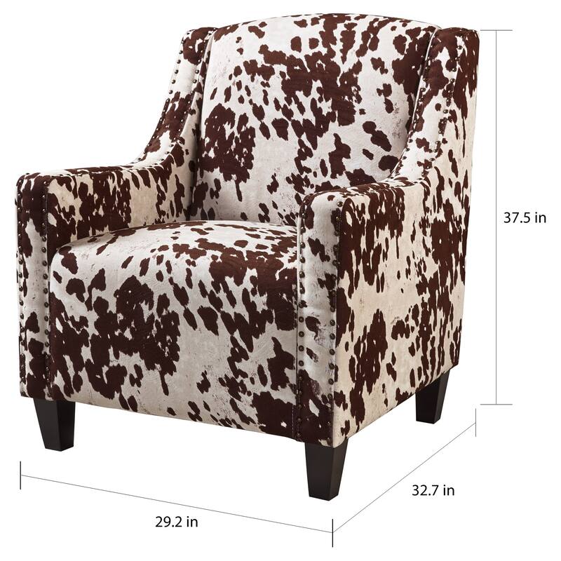 Elysabeth Cow Print Velvet Club Chair by Christopher Knight Home - 32.75"L x 29.25"W x 37.5"H