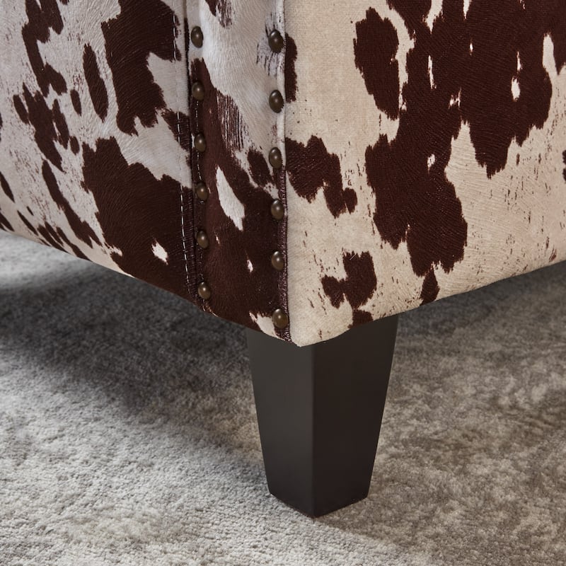 Elysabeth Cow Print Velvet Club Chair by Christopher Knight Home - 32.75"L x 29.25"W x 37.5"H