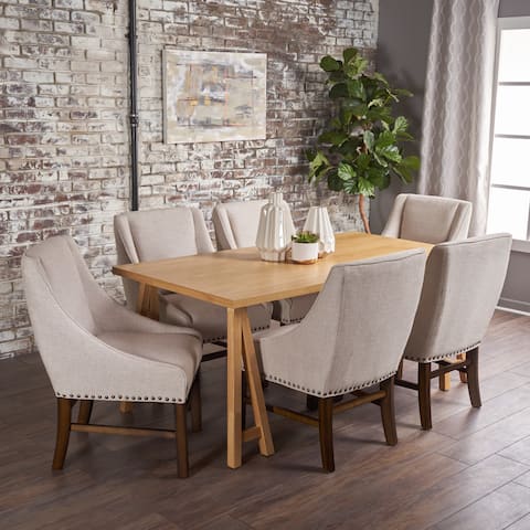 Sabine Farmhouse 7 Piece Wood Dining Set by Christopher Knight Home