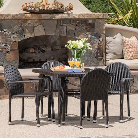 Astor Outdoor 5-piece Square Aluminum Wicker Dining Set by Christopher Knight Home