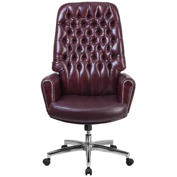 Burgundy Leather On Tufted Swivel Executive Office Chair Burgundy Leather On Tufted Swivel
