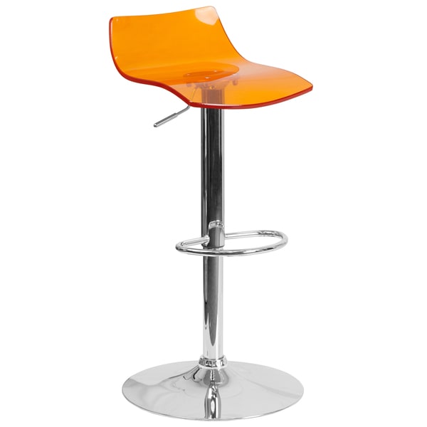 Lotos Orange Transparent Acrylic Adjustable Swivel Barstool with