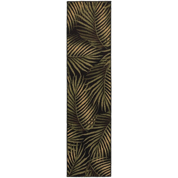 Shop Tommy Bahama Villa Black/Green Tropical Area Rug 1'10 X 7'6