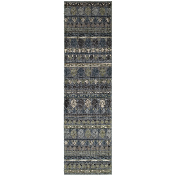 Shop Tommy Bahama Vintage Blue Wool Area Rug (2'7x9'4) 2'7" x 9'4