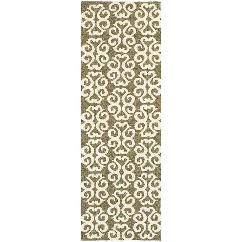 Style Haven Alexander Scrollwork Trellis Hand-hooked Indoor/Outdoor Rug