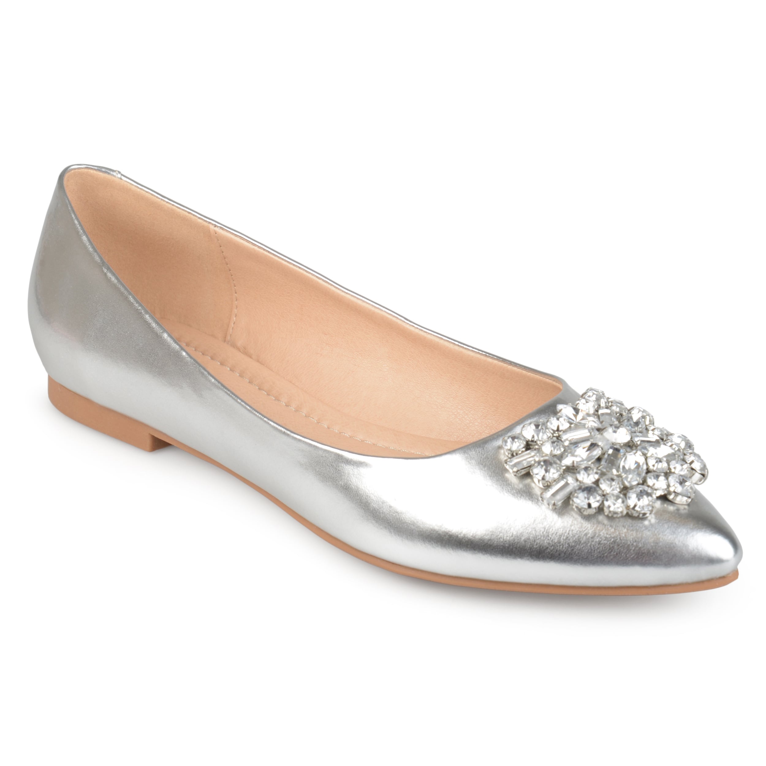 silver leather flats