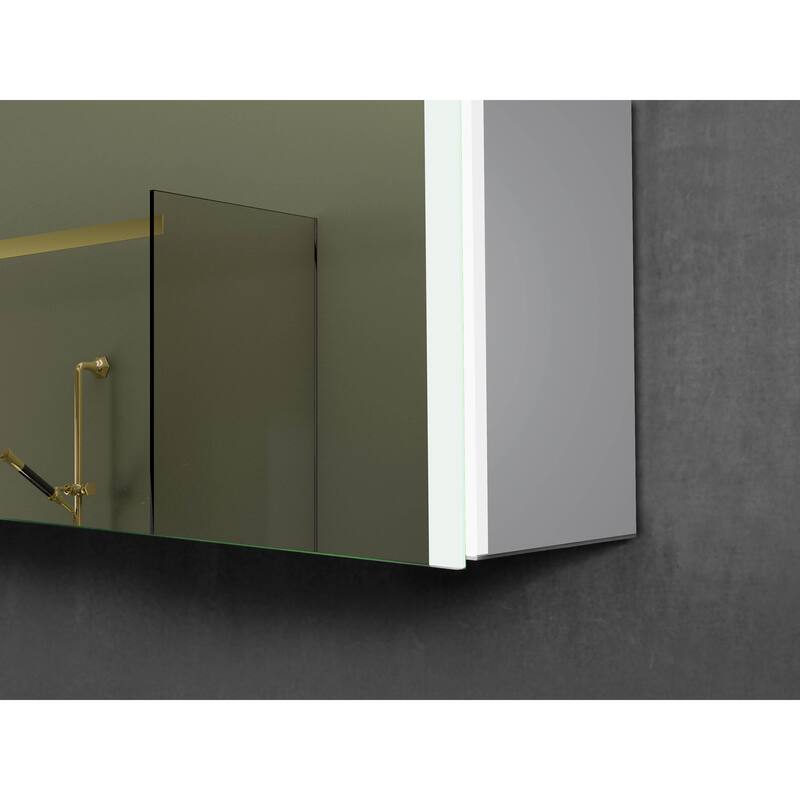Vienna Silvertone Metal/Glass LED Mirror Cabinet