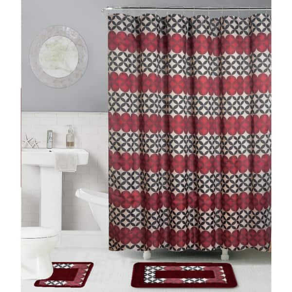 Rt Designers Collection 15 Piece Shower Curtain And Bath Mat Shower Curtain And Bath Mat