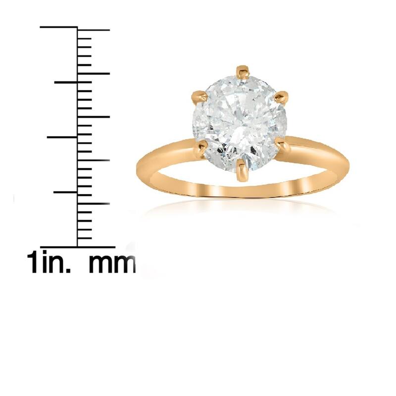 14k Yellow Gold 2 1/2 ct TDW Solitaire Diamond Clarity Enhanced Engagement Ring 6 - Prong (I/J, I2-I3) - White