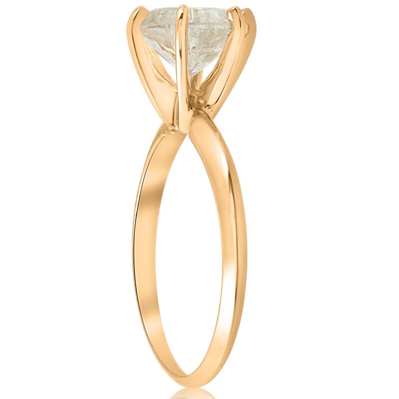 14k Yellow Gold 2 1/2 ct TDW Solitaire Diamond Clarity Enhanced Engagement Ring 6 - Prong (I/J, I2-I3) - White