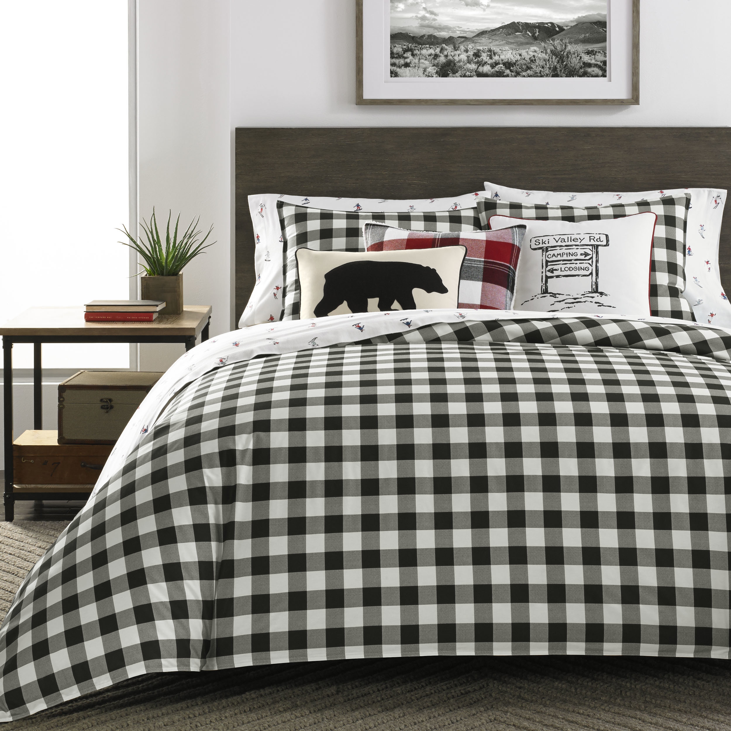Shop Eddie Bauer Black White Mountain Plaid Comforter Set Free
