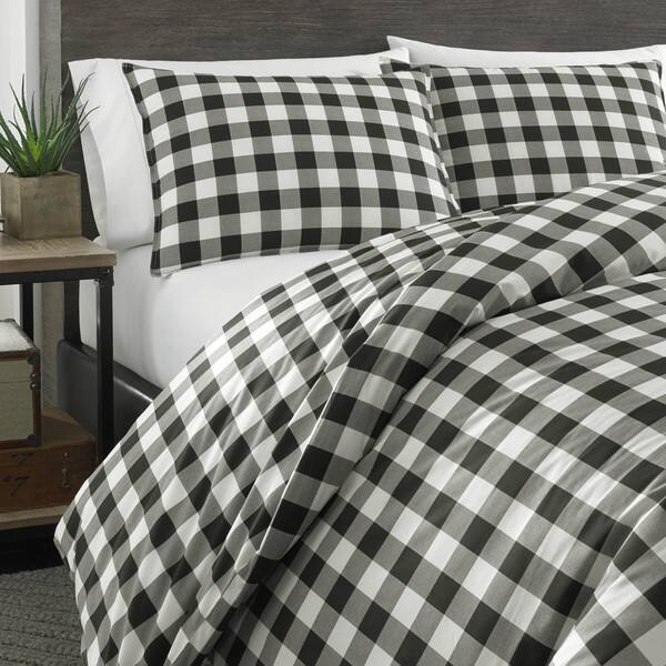 Shop Eddie Bauer Black White Mountain Plaid Comforter Set Free