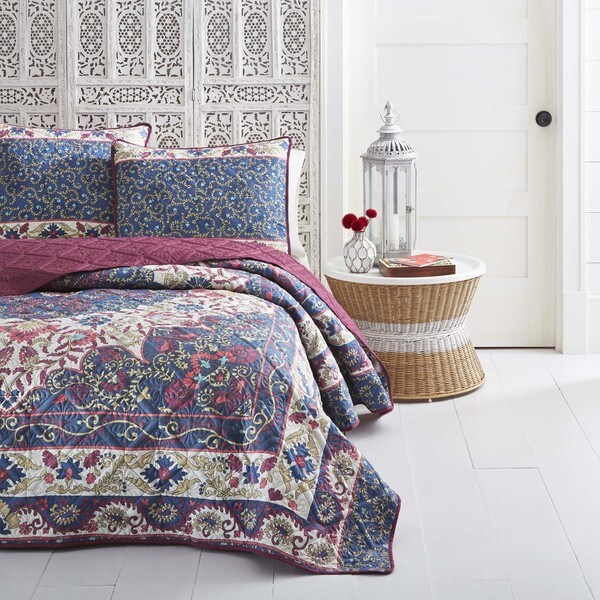 Azalea Skye Zahra Microfiber Dark Blue Quilt Set