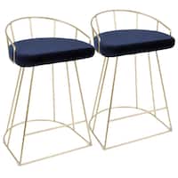 Canary Contemporary Counter Stool in Gold and Velvet (Set of 2)