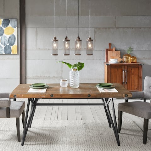 Distressed Kitchen Dining Room Tables Online At Ink Ivy Trestle Reclaimed Brown Gun Metal Dining Gathering Table