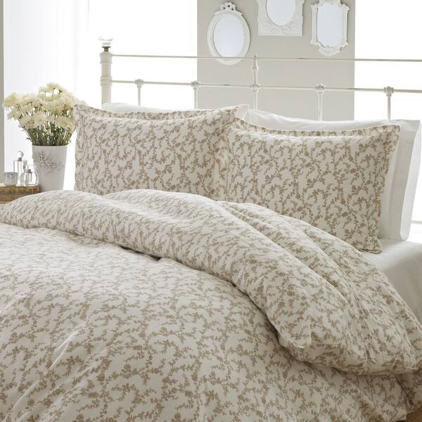 Shop Laura Ashley Victoria Flannel Beige Comforter Set On Sale