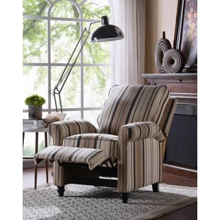 slide 1 of 1, ProLounger Brown/Black Stripe Push Back Recliner Chair