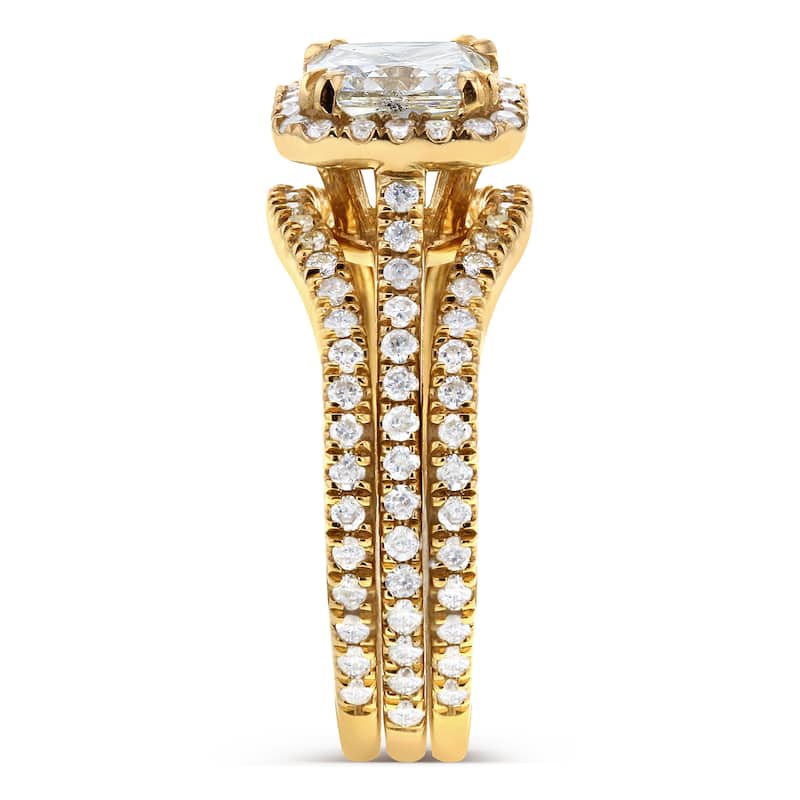 Annello by Kobelli 14k Yellow Gold 1 4/5ct TGW Moissanite and Diamond Bridal Rings 3-pc Set
