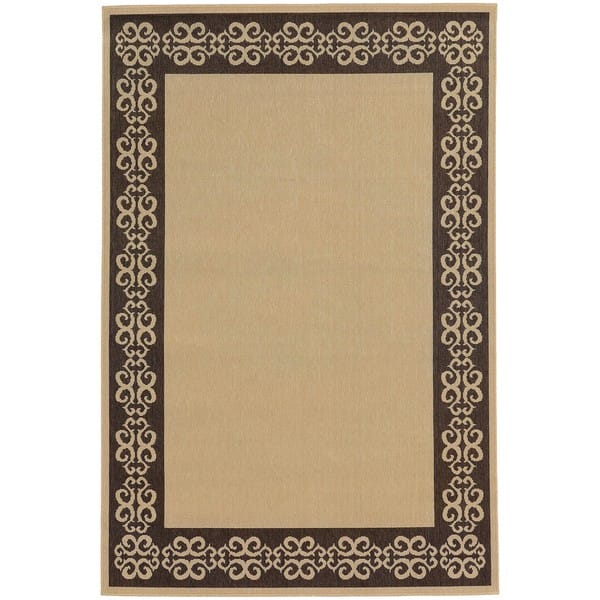 Style Haven Scrollwork Border Beige Indoor/Outdoor Area Rug Overstock
