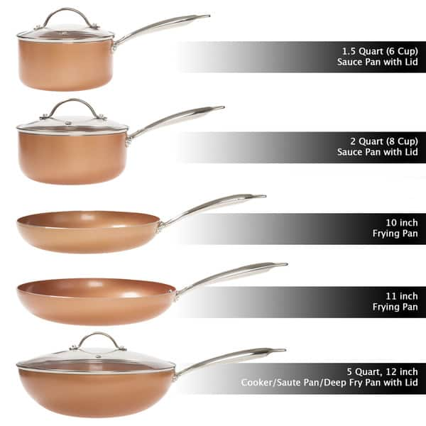 10-Piece Copper Finish Ceramic Cookware Set, Orange Sold by at Home